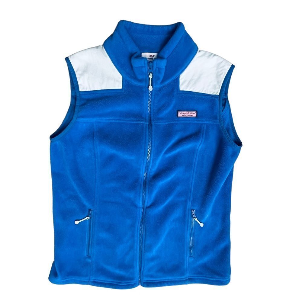 Vineyard Vines Vest Women's Fleece  Zip Up Jacket Blue Sz M